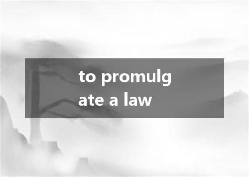 to promulgate a law是什么意思