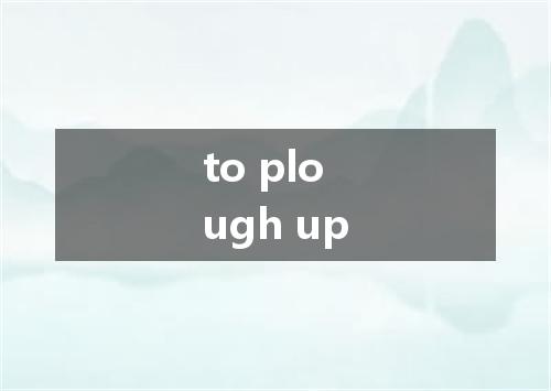 to plough up是什么意思