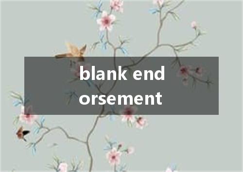 blank endorsement是什么意思
