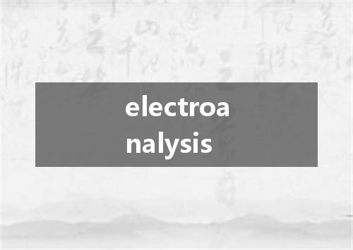 electroanalysis是什么意思
