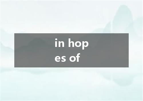 in hopes of是什么意思