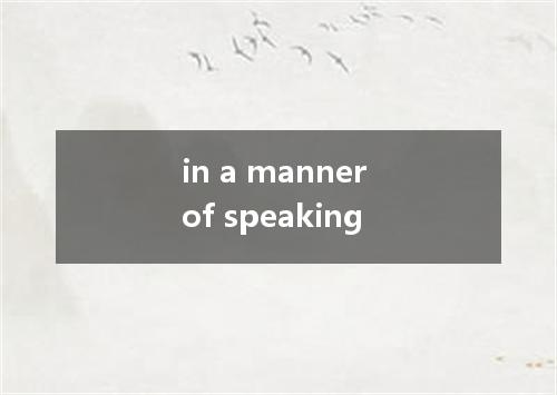 in a manner of speaking是什么意思