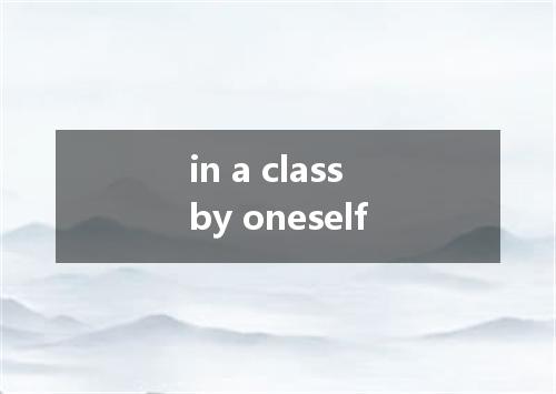 in a class by oneself是什么意思