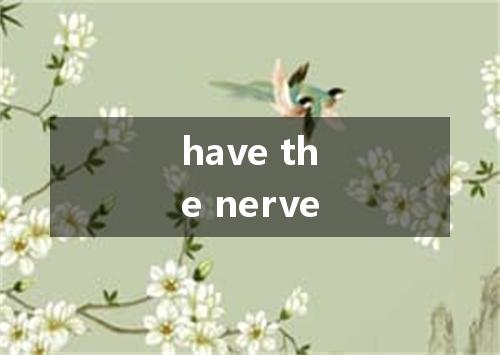have the nerve是什么意思