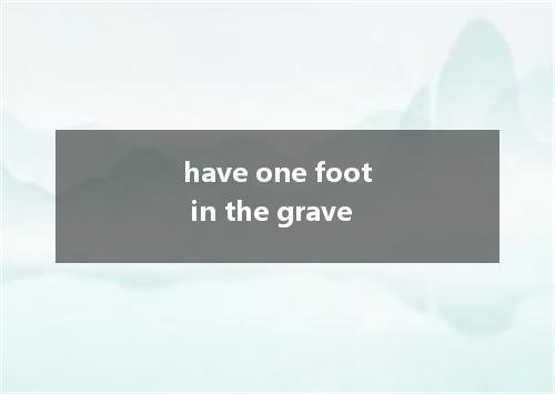 have one foot in the grave是什么意思