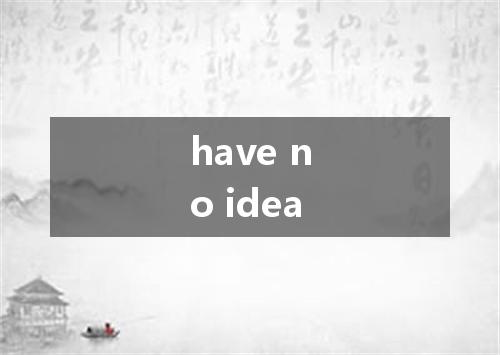 have no idea是什么意思