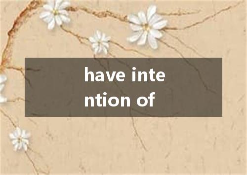 have intention of是什么意思