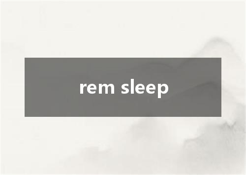rem sleep是什么意思
