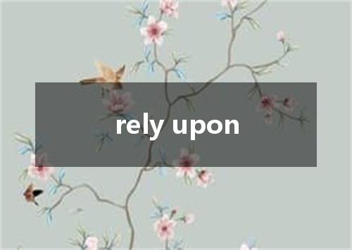 rely upon是什么意思