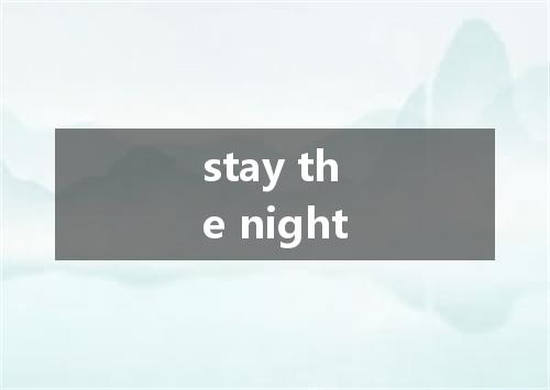 stay the night是什么意思