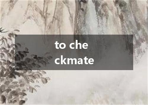 to checkmate是什么意思