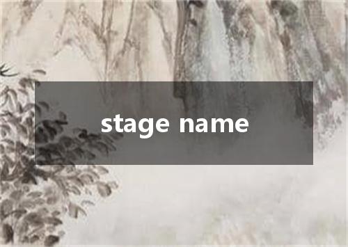 stage name是什么意思