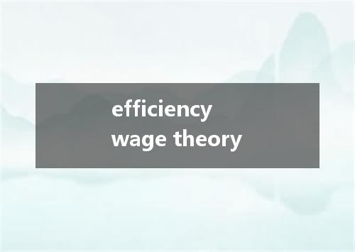 efficiency wage theory是什么意思