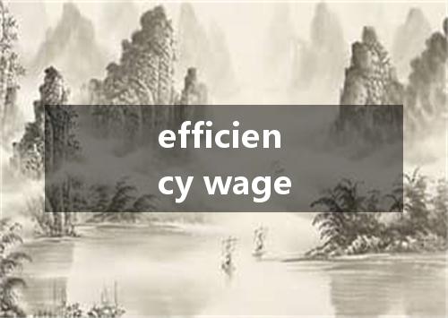efficiency wage是什么意思