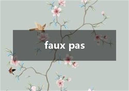faux pas是什么意思