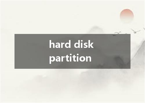 hard disk partition是什么意思