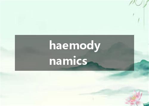 haemodynamics是什么意思