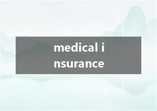medical insurance是什么意思