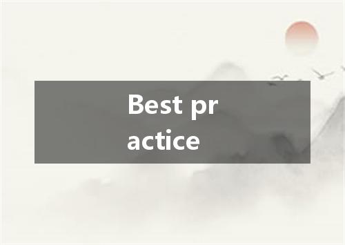 Best practice是什么意思
