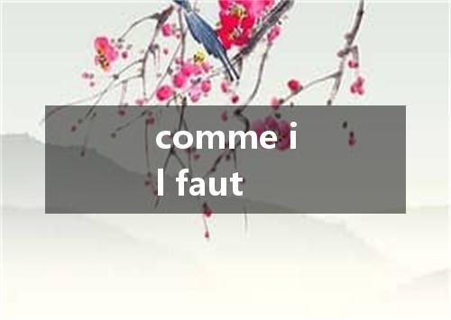 comme il faut是什么意思