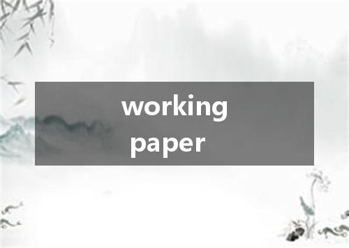 working paper是什么意思