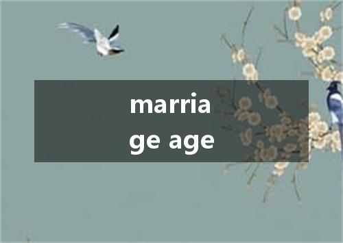 marriage age是什么意思