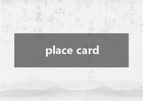 place card是什么意思