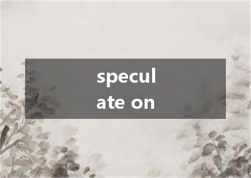 speculate on是什么意思