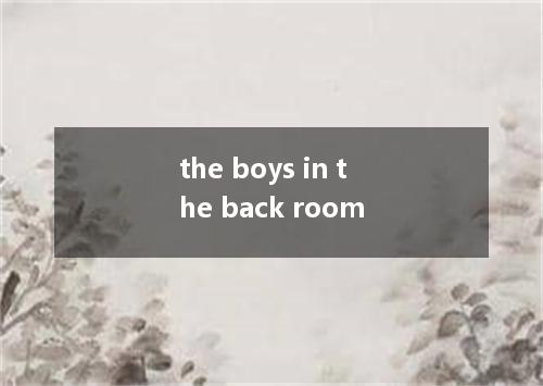 the boys in the back room是什么意思