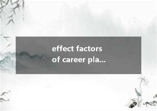 effect factors of career planning是什么意思