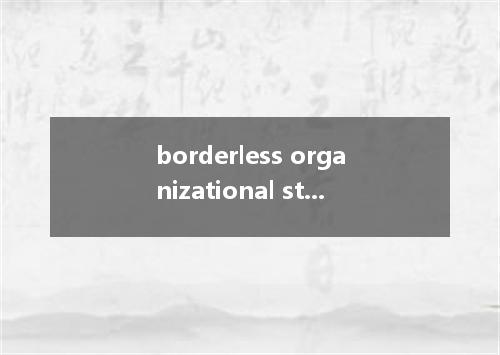 borderless organizational structure是什么意思