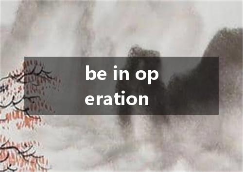 be in operation是什么意思