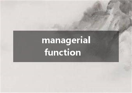 managerial function是什么意思