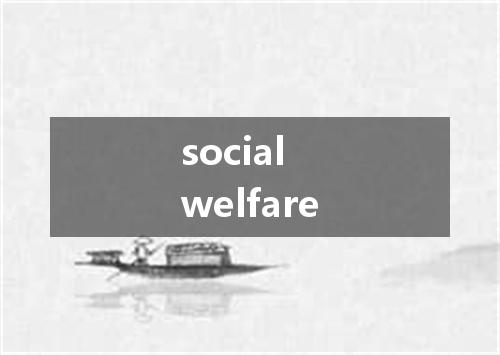 social welfare是什么意思