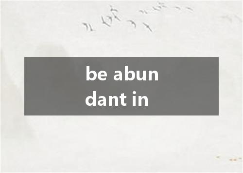 be abundant in是什么意思