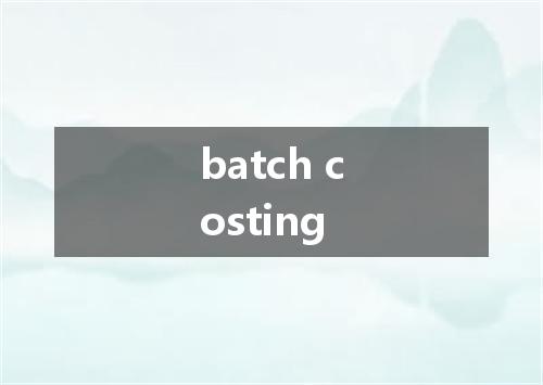 batch costing是什么意思