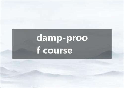 damp-proof course是什么意思