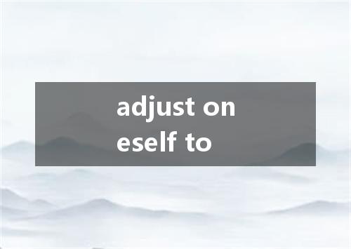 adjust oneself to是什么意思