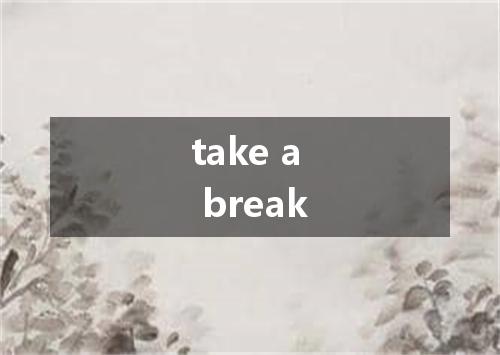 take a break是什么意思