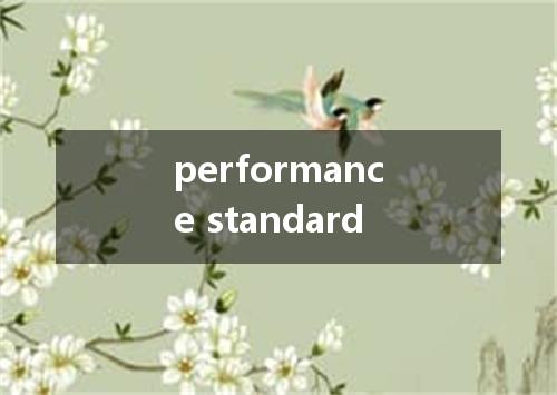 performance standard是什么意思