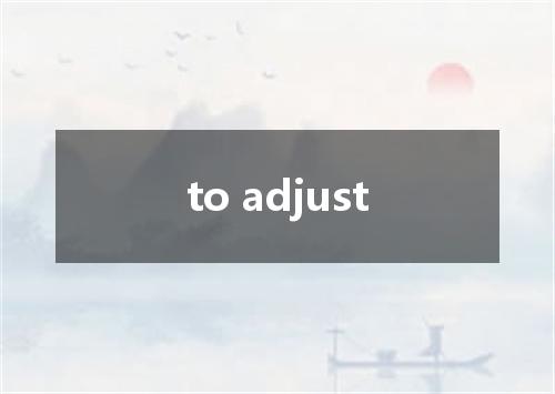 to adjust是什么意思