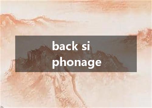 back siphonage是什么意思