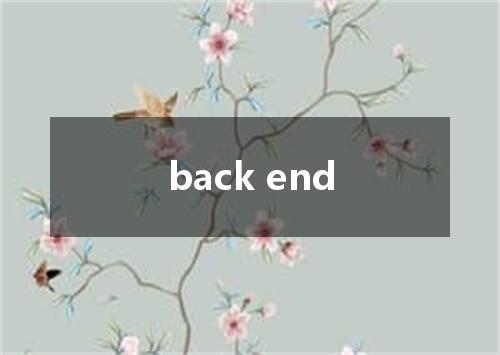 back end是什么意思