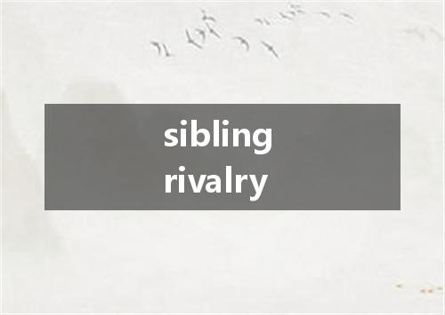 sibling rivalry是什么意思