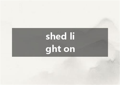 shed light on是什么意思
