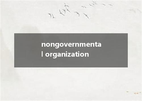 nongovernmental organization是什么意思