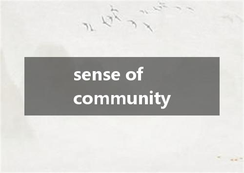 sense of community是什么意思
