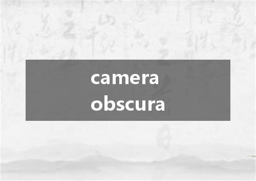 camera obscura是什么意思