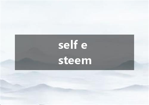 self esteem是什么意思