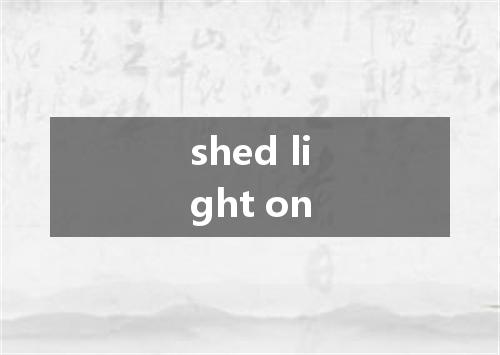 shed light on是什么意思
